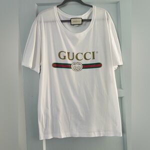 Authentic Gucci logo white t shirt men's XL